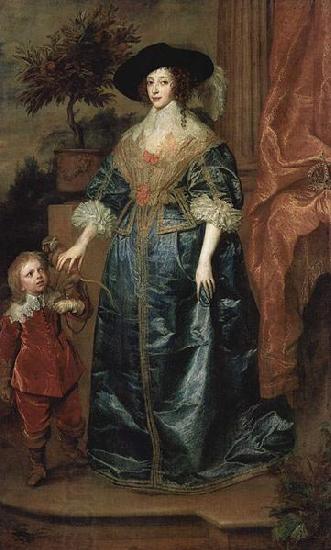 Anthony Van Dyck Portrat der Konigin Henrietta Maria, mit Zwerg Sir Jeffrey Hudson China oil painting art